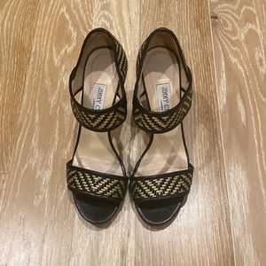 Jimmy Choo black and gold heels